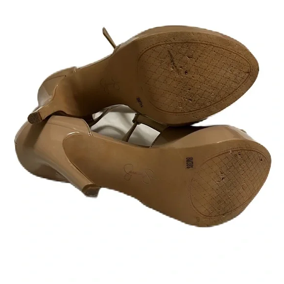 Women’s JESSICA SIMPSON, T-Strap, Open Toe Heels, Tan, Size 8M/38.5 - Picture 3 of 5